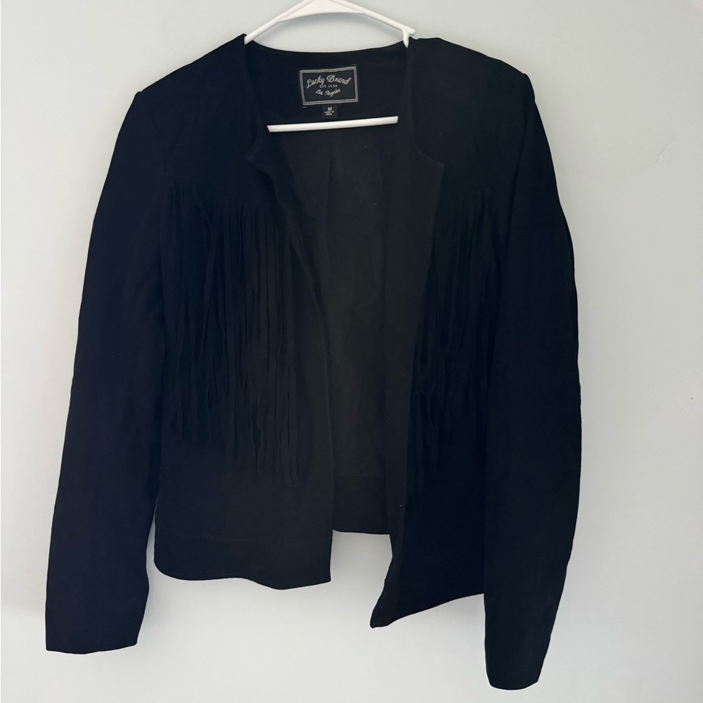 Lucky Brand Black Fringe Blazer